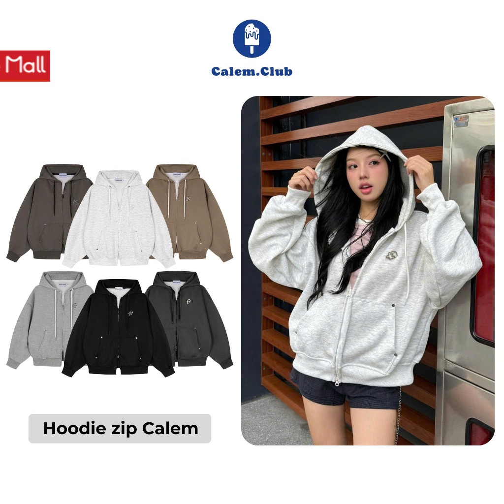 Calem.Club - Áo khoác nỉ Hoodie zip ChillPop chất vải nỉ 2 da có túi trong Boxy form rộng unisex nam nữ -có kèm ghim cài | BigBuy360 - bigbuy360.vn