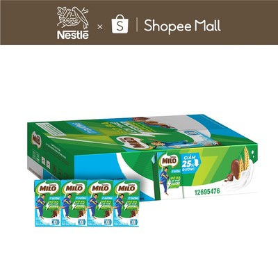 Thùng Sữa lúa mạch Nestle MILO ít đường (48 Hộp x 110ml)
