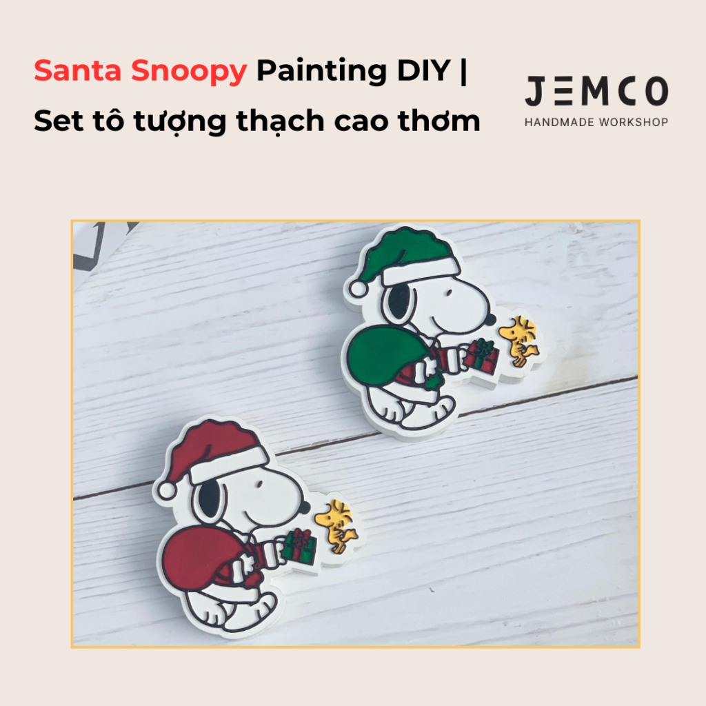 (P23) [Painting DIY] Set Tự Tô Tượng Thạch Cao Thơm SANTA SNOOPY _ Scented Plaster/ Air Freshener