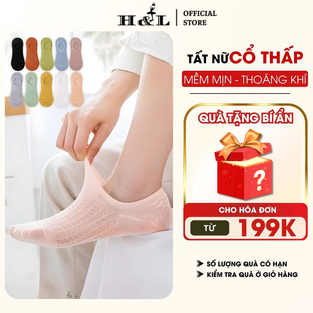 Tất nữ cổ thấp cotton lưới mềm mịn thoáng khí thoải mái co dãn HL BOUTIQUE T.81