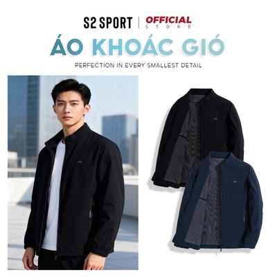 Áo khoác ngoài nam S2 SPORT jacket gió 2 lớp lót lụa mềm mại, giữ ấm,cản gió kiểu trẻ trung - AG01