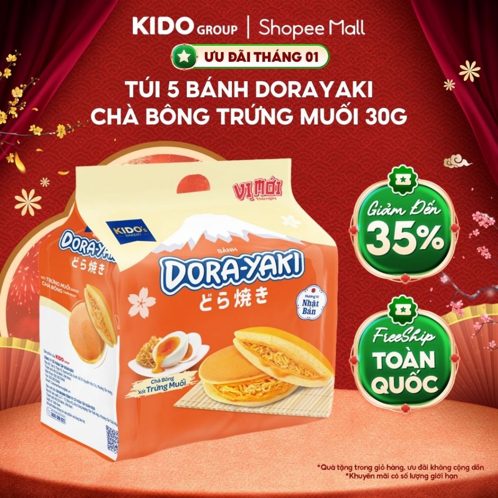 Túi 5 Bánh Dorayaki Kido’s Bakery Nhân Chà Bông Trứng Muối 30g