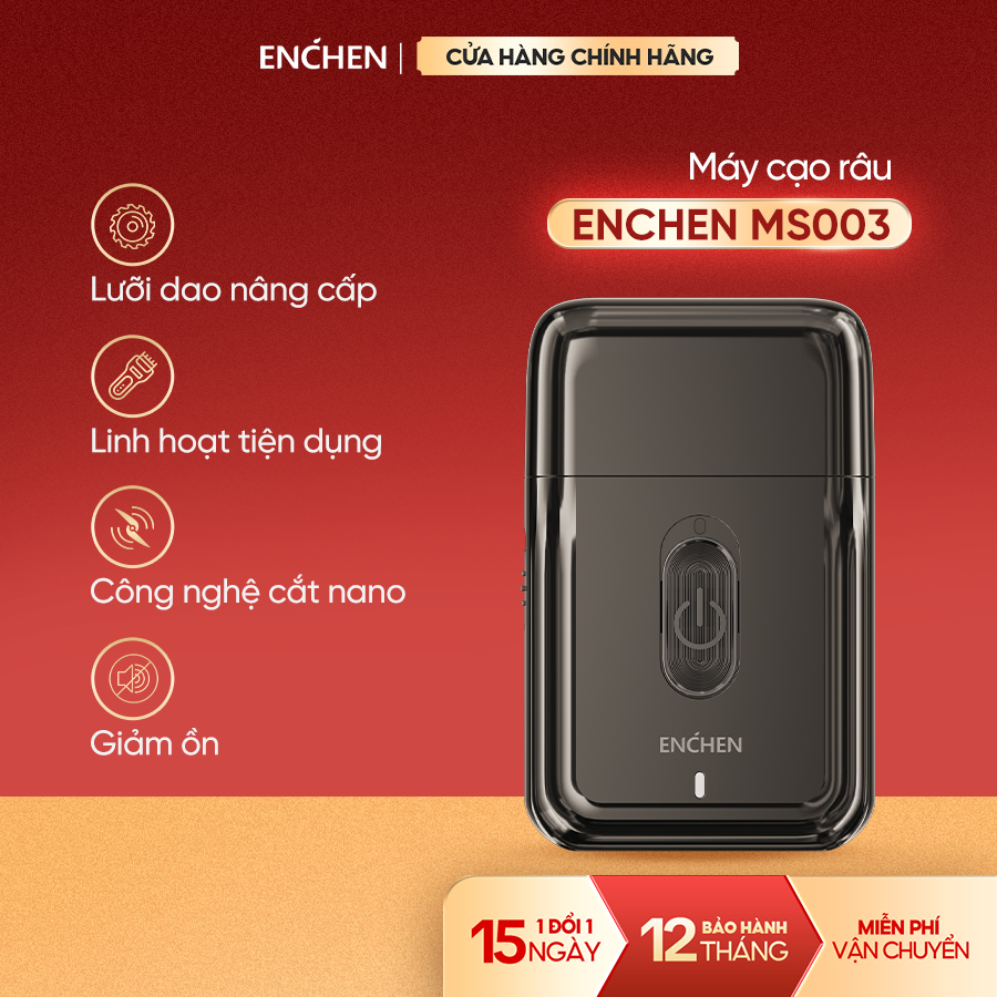 Máy cạo râu mini Enchen MS003 lưỡi dao tự mài, tích hợp tông đơ, pin dùng đến 30 ngày - BH 12 tháng