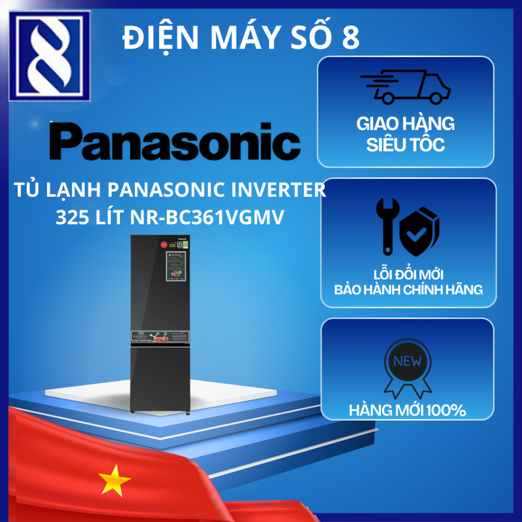 Điện Máy Số 8 | NR-BC361VGMV | Tủ lạnh Panasonic Inverter 325 lít NR-BC361VGMV - Chính Hãng