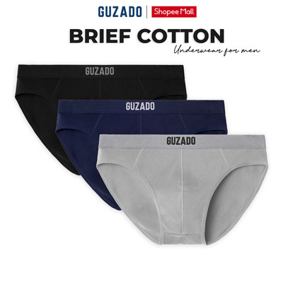 Combo 3 Quần Lót Nam GUZADO Mẫu Brief Kháng Khuẩn Hút Ẩm Tốt CB3GBF02-CB3GIBF25A002