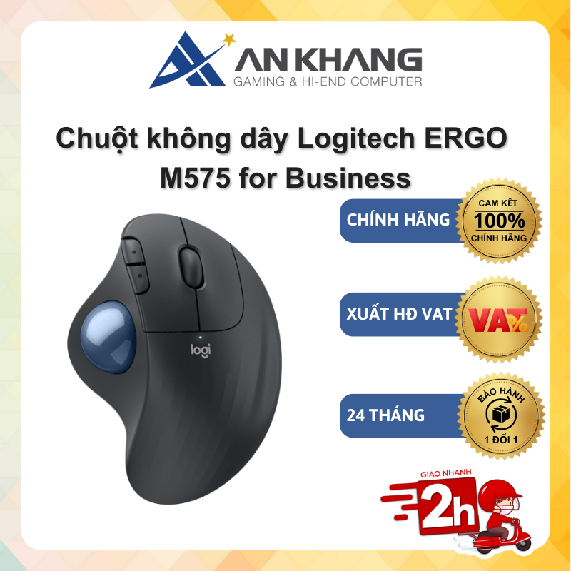 Chuột không dây Logitech ERGO M575 for Business bi xoay màu than chì (910-006222) Chính hãng Bảo hàn