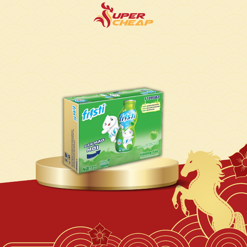 [HỎA TỐC HCM] Thùng 48 Chai Sữa chua uống tiệt trùng Fristi vị táo 48x80ml/chai (8 lốc/thùng)_SP