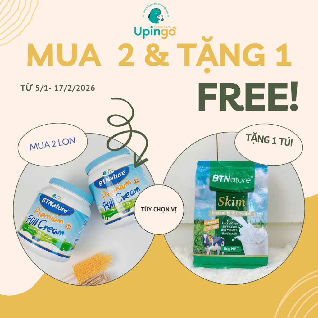 Sữa Bột Pha Nhanh BTNATURE 1kg | Túi & Lon | Full Cream / Skim | Mua 2 Lon Tặng 1 Túi