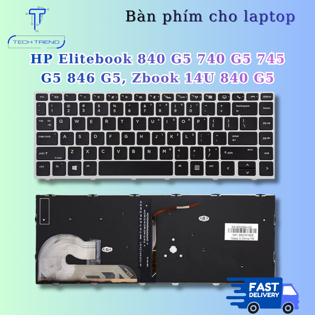 Bàn phím laptop 840 G5 740 G5 745 G5 846 G5 tương thích HP Elitebook, Zbook 14U 840 G5