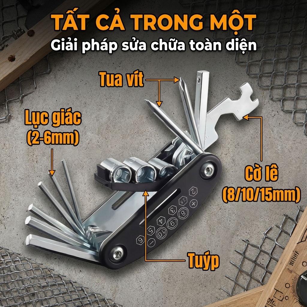 Bộ Lục Giác Sửa Chữa Cầm Tay Đa Năng JYoohome Dụng Cụ Tua Vít 16 trong 1 Lắp Giáp Sửa Chữa Xe Đạp