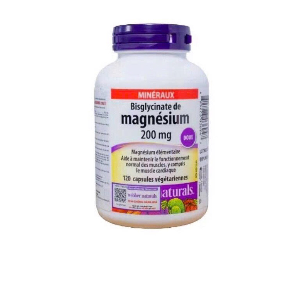Magie Bisglycinate 200mg webber naturals viên giảm căng thẳng, ngủ ngon giấc