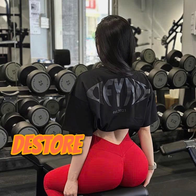 DFYNE Áo phông thể thao cotton 100% form oversized đồ tập gym