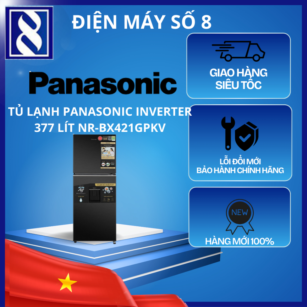 Điện Máy Số 8 | NR-BX421GPKV | Tủ lạnh Panasonic Inverter 377 lít NR-BX421GPKV - Chính Hãng