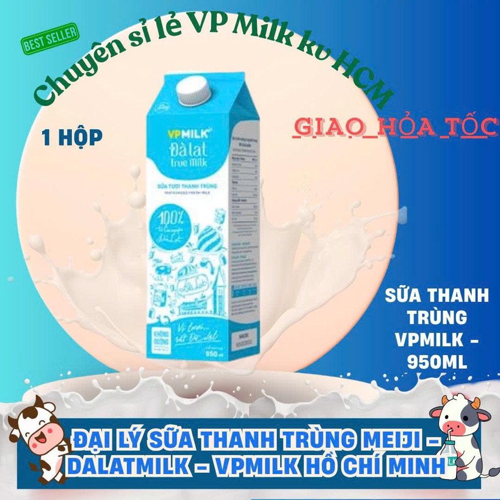 1 HỘP - Sữa Tươi Thanh Trùng VPMILK không đường 950ml