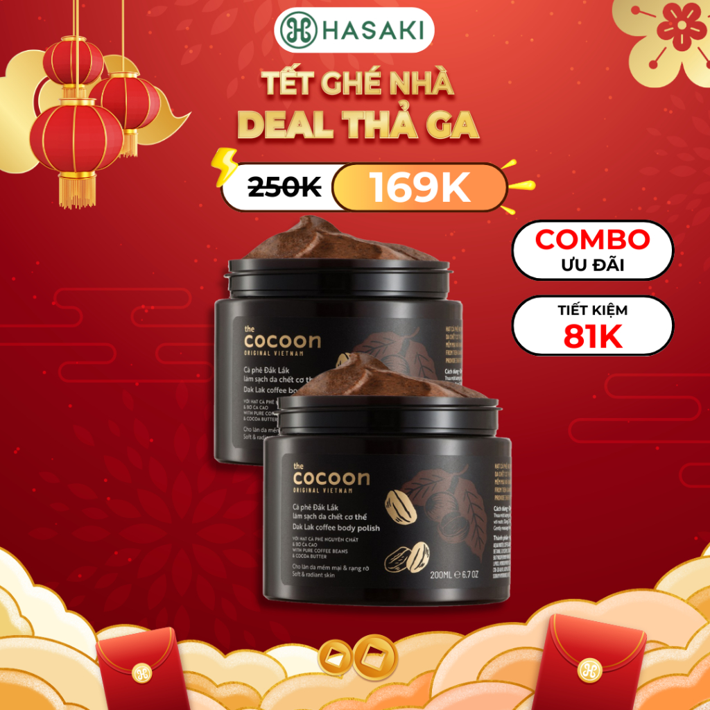 [DAILY] Cà Phê Đắk Lắk Tẩy Da Chết Toàn Thân Cocoon Dak Lak Coffee Body Polish 200ml Hasaki chính hãng