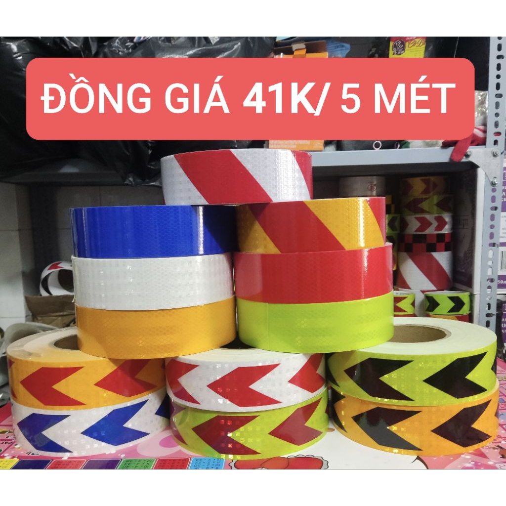 ĐỒNG GIÁ 41K/ 5 Mét Decal Phản Quang Mũi Tên Khổ 5cm (ảnh thật)