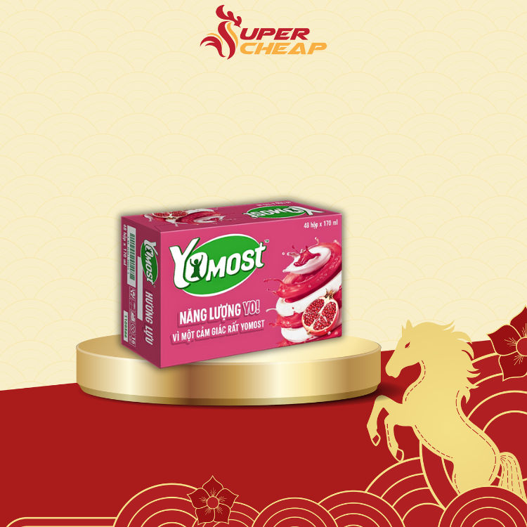 [Sale 25.3] Thùng Yomost Hương Lựu 48 Hộp Sữa Chua Lên Men Tự Nhiên (170ml)_SP