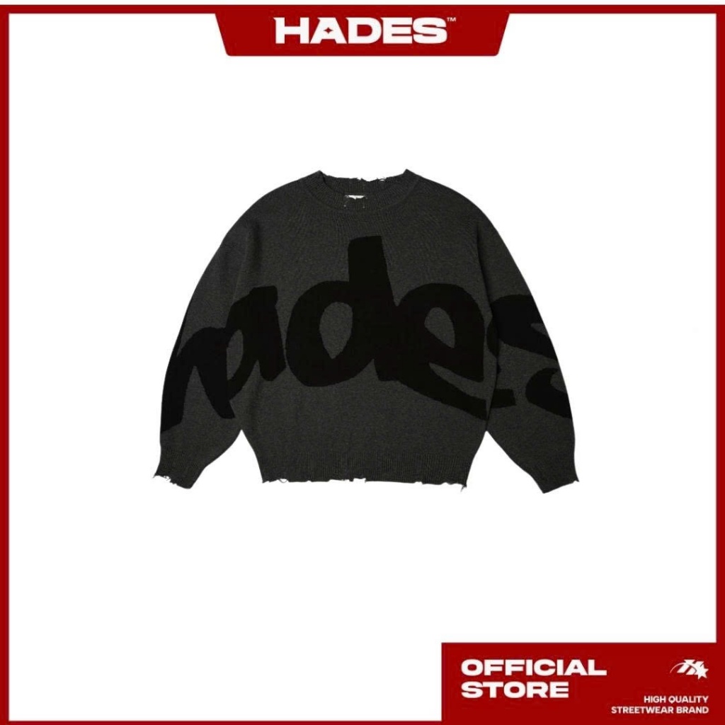 HADES REBEL SWEATER KNIT - GREY - HADES Brand chính hãng Áo sweater tay dài knit unisex / Xám
