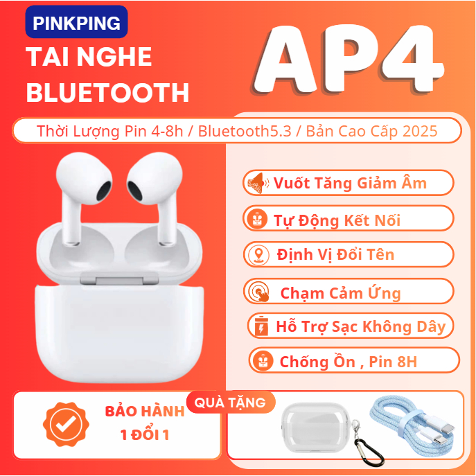 Tai Nghe AP4 ANC, Tai Nghe Bluetooth Tai Nghe Không Dây Âm Thanh Vòm Cảm Biến Nhạy Full Chức Năng