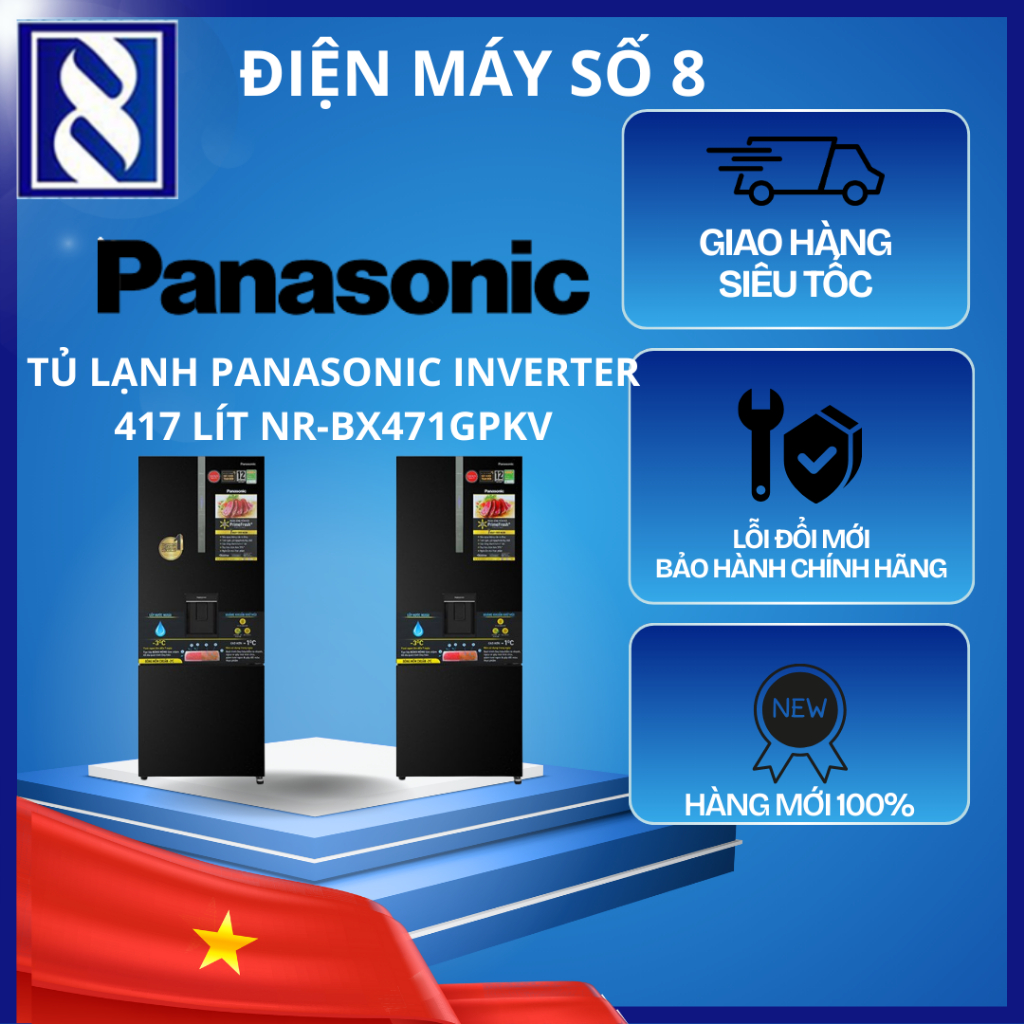 Điện Máy Số 8 | NR-BX471GPKV | Tủ lạnh Panasonic Inverter 417 lít NR-BX471GPKV - Chính Hãng