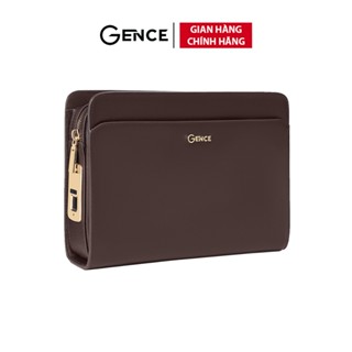 Túi Da Nam Cầm Tay Đeo Chéo GENCE RB16 Da Bò Khóa Vân Tay Cao Cấp Màu Nâu