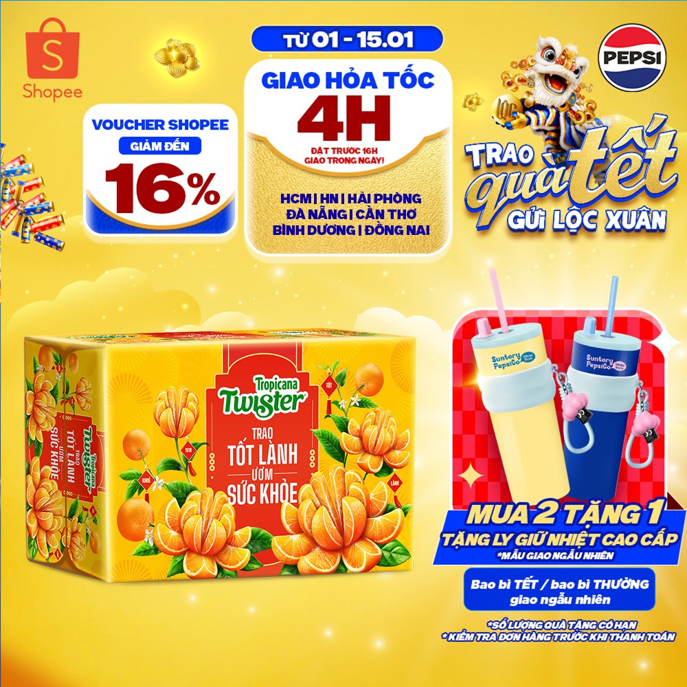 [SALE TẾT] Thùng 24 Lon Nước Trái Cây Twister Cam (320ml/lon)