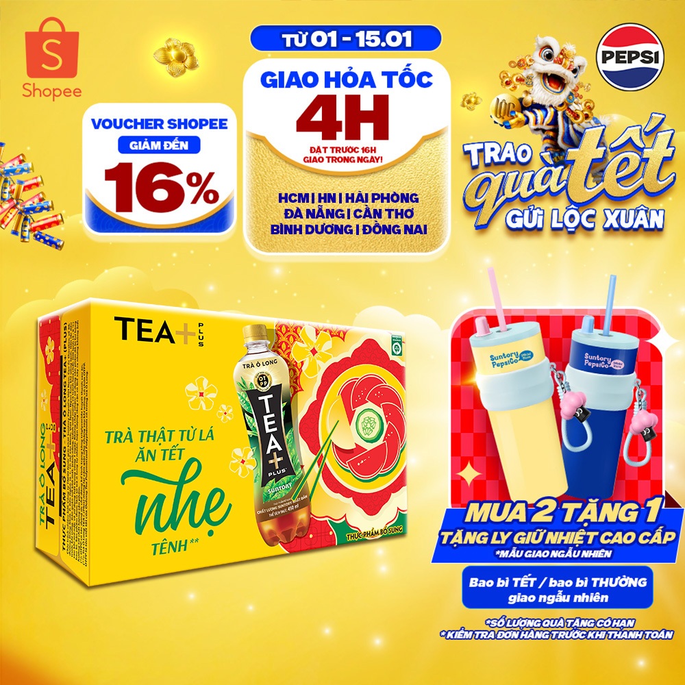[SALE TẾT] Thùng 24 Chai Trà Ô long Tea+ (450ml /chai)