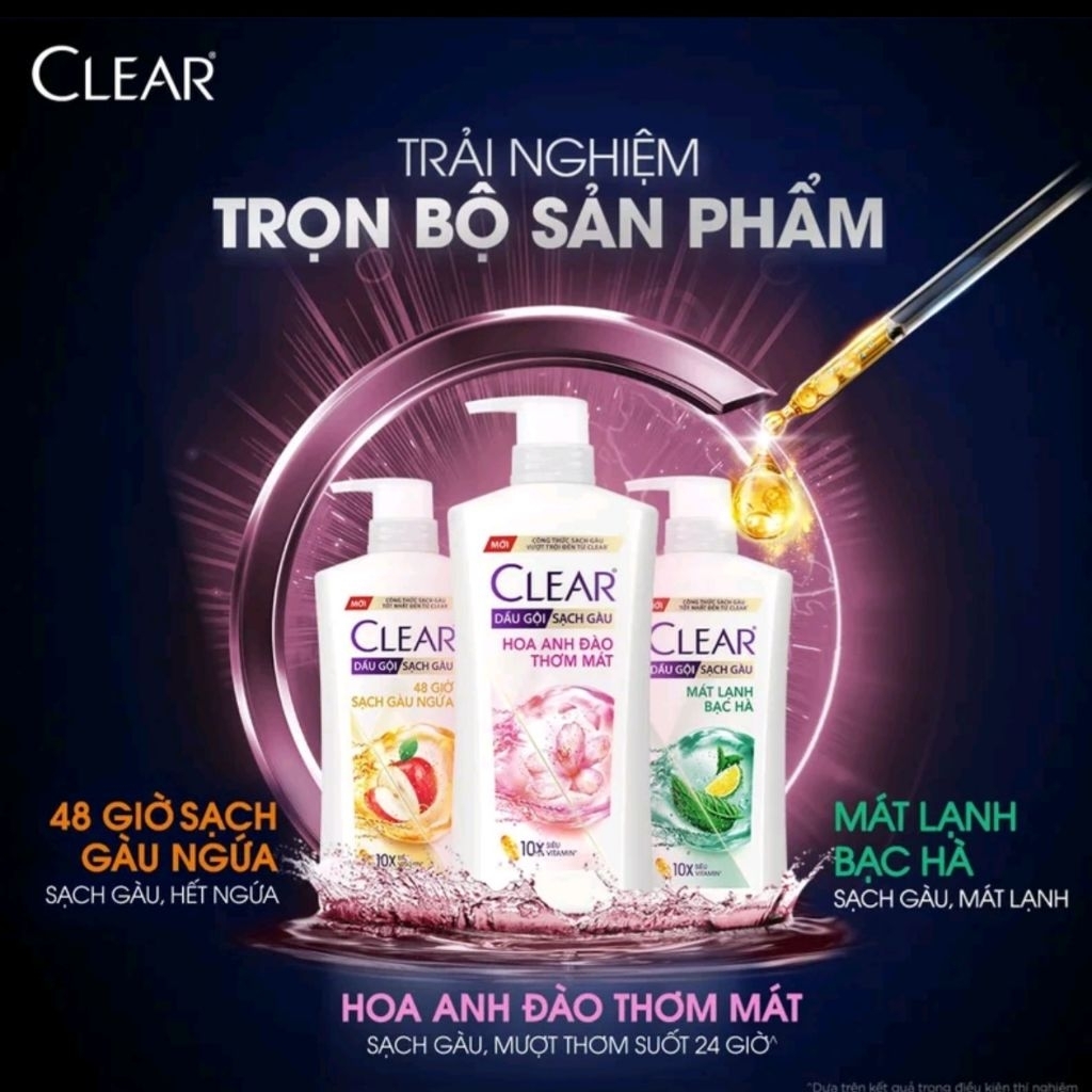 Dầu gội sạch gàu Clear đánh bay gàu & nhờn ngứa, sảng khoái cả ngày (630G).(HSD: 2028)