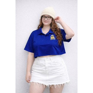 áo thun croptop cổ bẻ phối STICKER NHIỀU MÀU bigsize