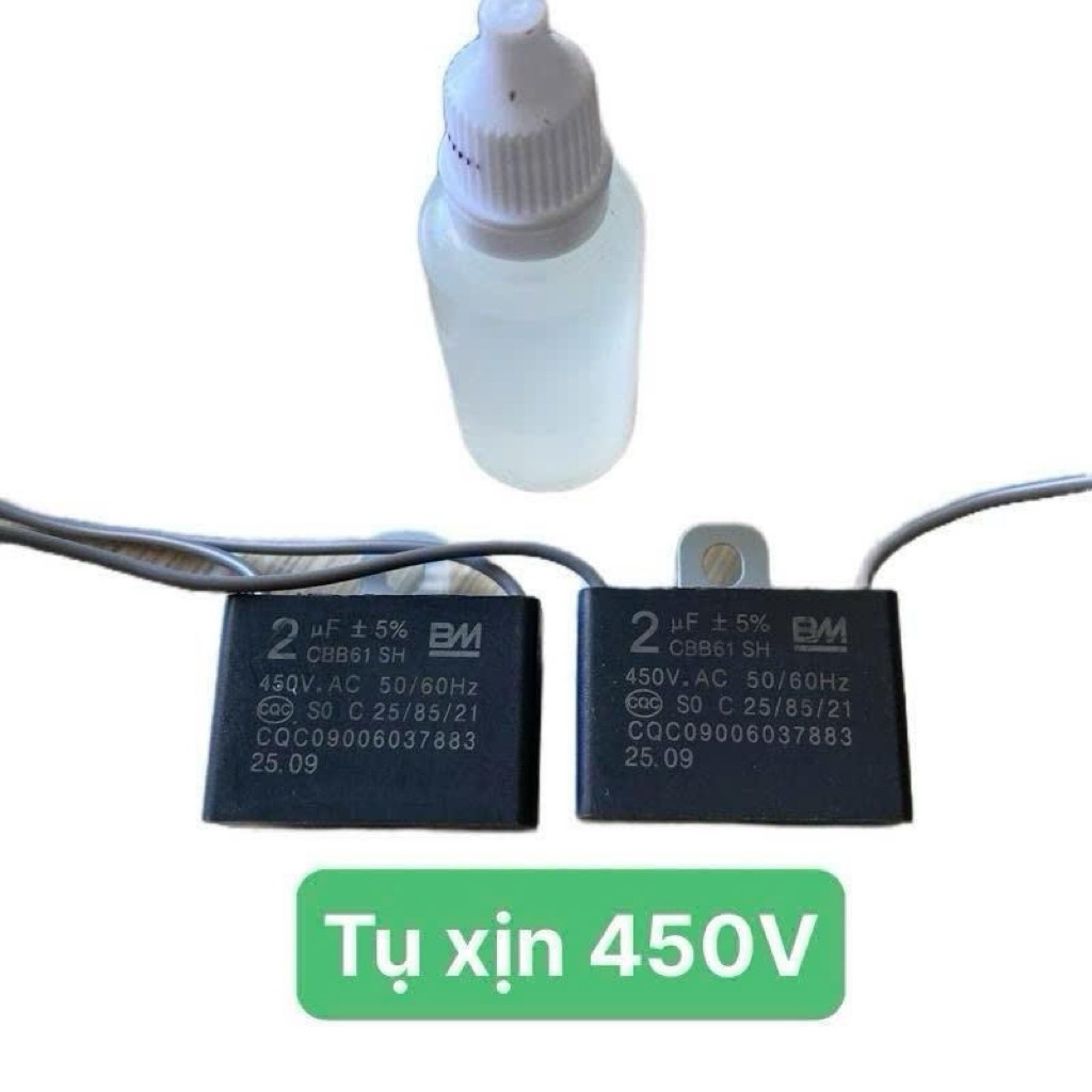 Combo D.Ầ.U + 2 tụ quạt 2uf 450v BM CBB61 tai vít bằng sắt loại tốt dùng sửa chạy yếu tất cả các loại QUẠT bàn