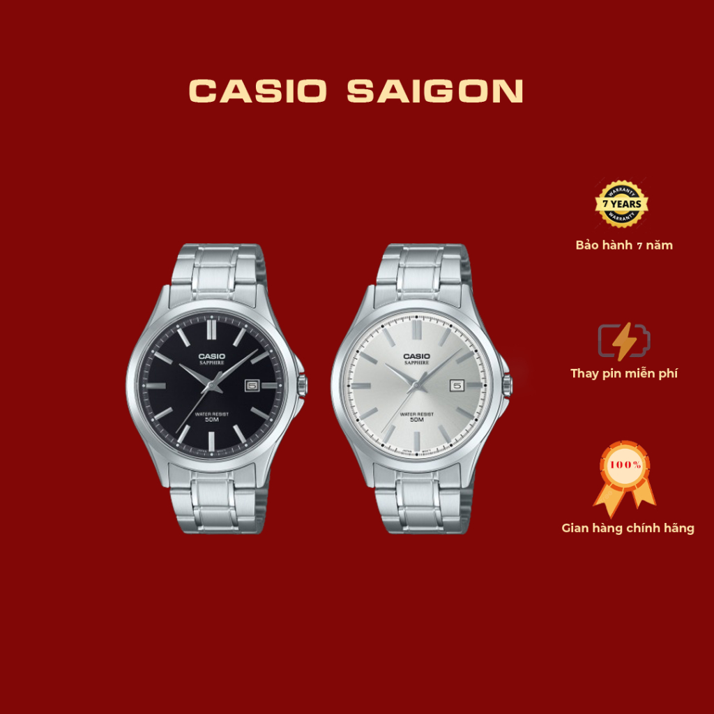 (Chính Hãng) Casio Nam MTS-115D Kính Shapphire Thép Không Gỉ Size 41.3mm - Bảo Hành 7 Năm