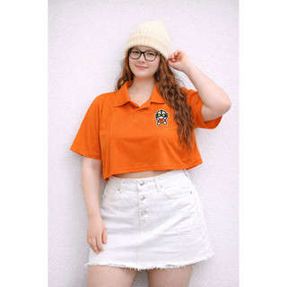 áo thun croptop cổ bẻ phối STICKER NHIỀU MÀU bigsize