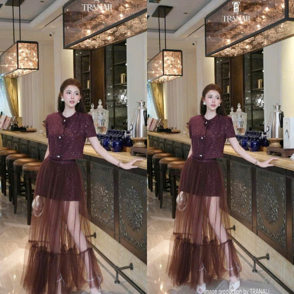 DAY CHIC -et đồ nữ tweed cao cấp áo ngắn váy dài đính hạt