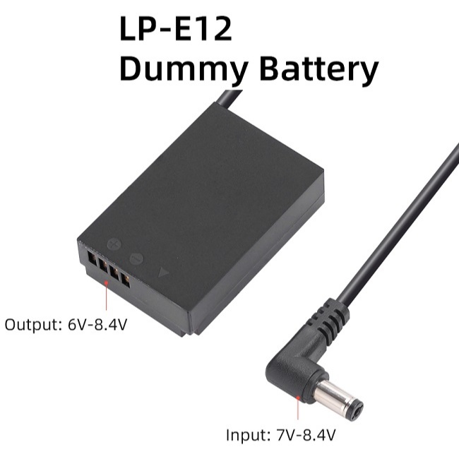Bộ trợ nguồn Pin ảo dùng cho máy ảnh Canon LP-E12 - Tương thích với: Canon  AEOS M, EOS M2, EOS M10,