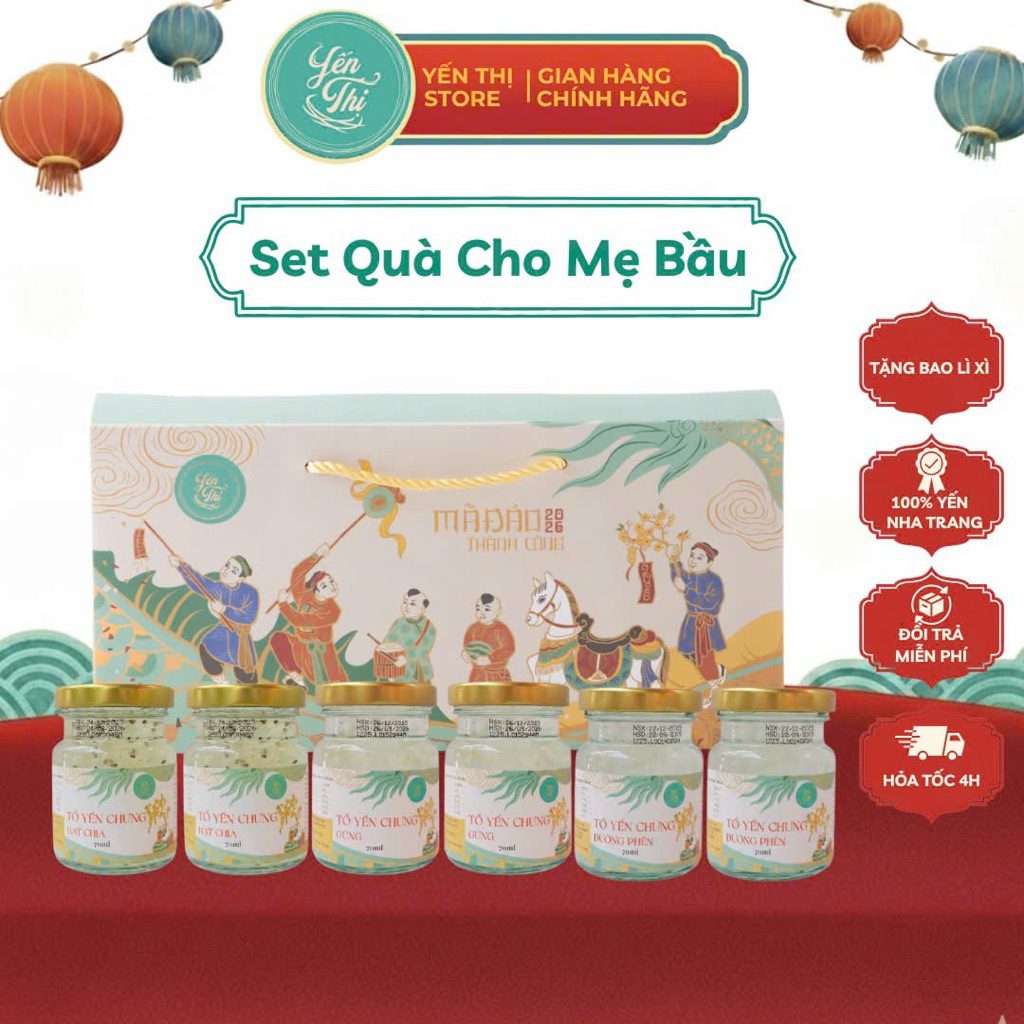 [Quà Tặng] Yến Thị - Combo Cho Mẹ Bầu,sau sinh - Set quà tặng - Yến Sào Khánh Hoà 750mg yến- hũ 70ml