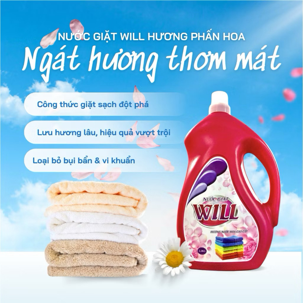 Nước Giặt Will 2,2kg 5kg 10kg . Giặt Sạch Thơm Lâu. Nước giặt Đức Giang Chính Hãng.