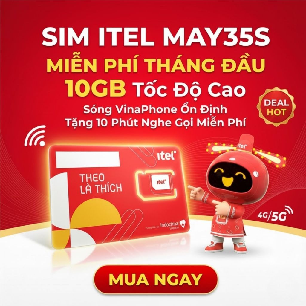 Sim Itel MAY35S – Miễn phí 1 tháng, 10GB Data 4G dùng 30 ngày