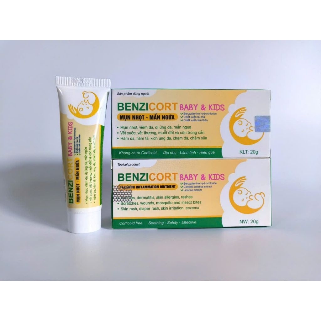 Kem bôi Benzicort baby &kid-  bôi chàm da, muỗi đốt, mẩn ngứa, dị ứng, mụn nhọt cho bé (tuyp 20gram)