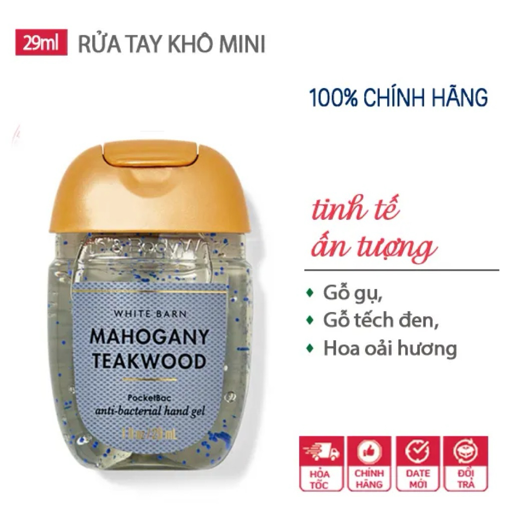 Gel rửa tay khô Bath & Body Works Mahogany Teakwood 29ML
