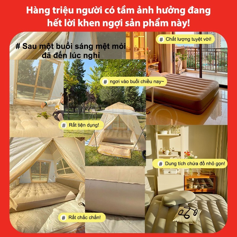 HEINO Nệm Hơi Điện Du Lịch Gọn Nhẹ Chống Thấm Bơm Xả Hơi Nhanh Bền Chắc Cho Cắm Trại Tặng Túi Đựng | BigBuy360 - bigbuy360.vn