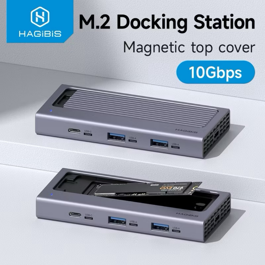 Box ổ cứng SSD M.2 NVMe/SATA Hagibis tích hợp Hub mở rộng Type C chất liệu hợp kim nhôm cao cấp