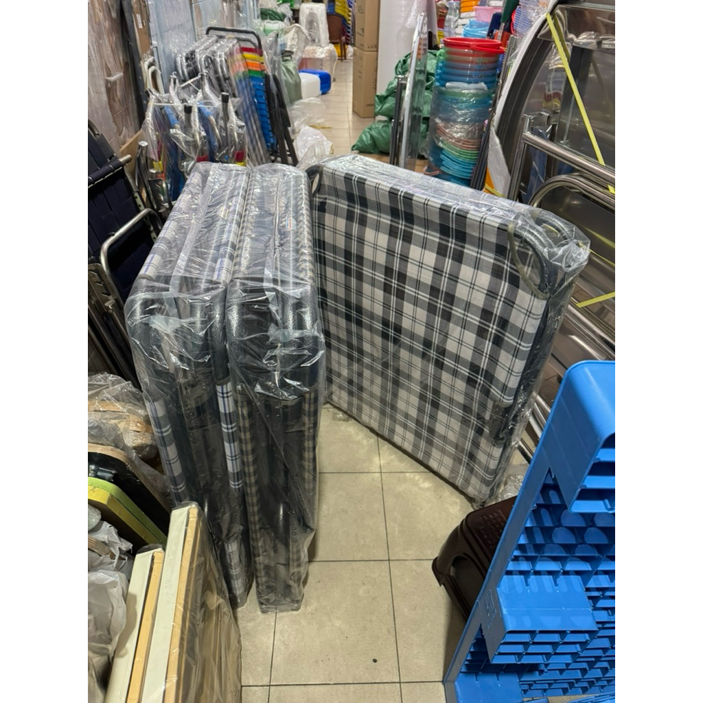 Giường ghế xếp đầu cao lưới nhập cao cấp , giường lưới sắt dày, giường xếp , ghế bố xếp / giường bố 