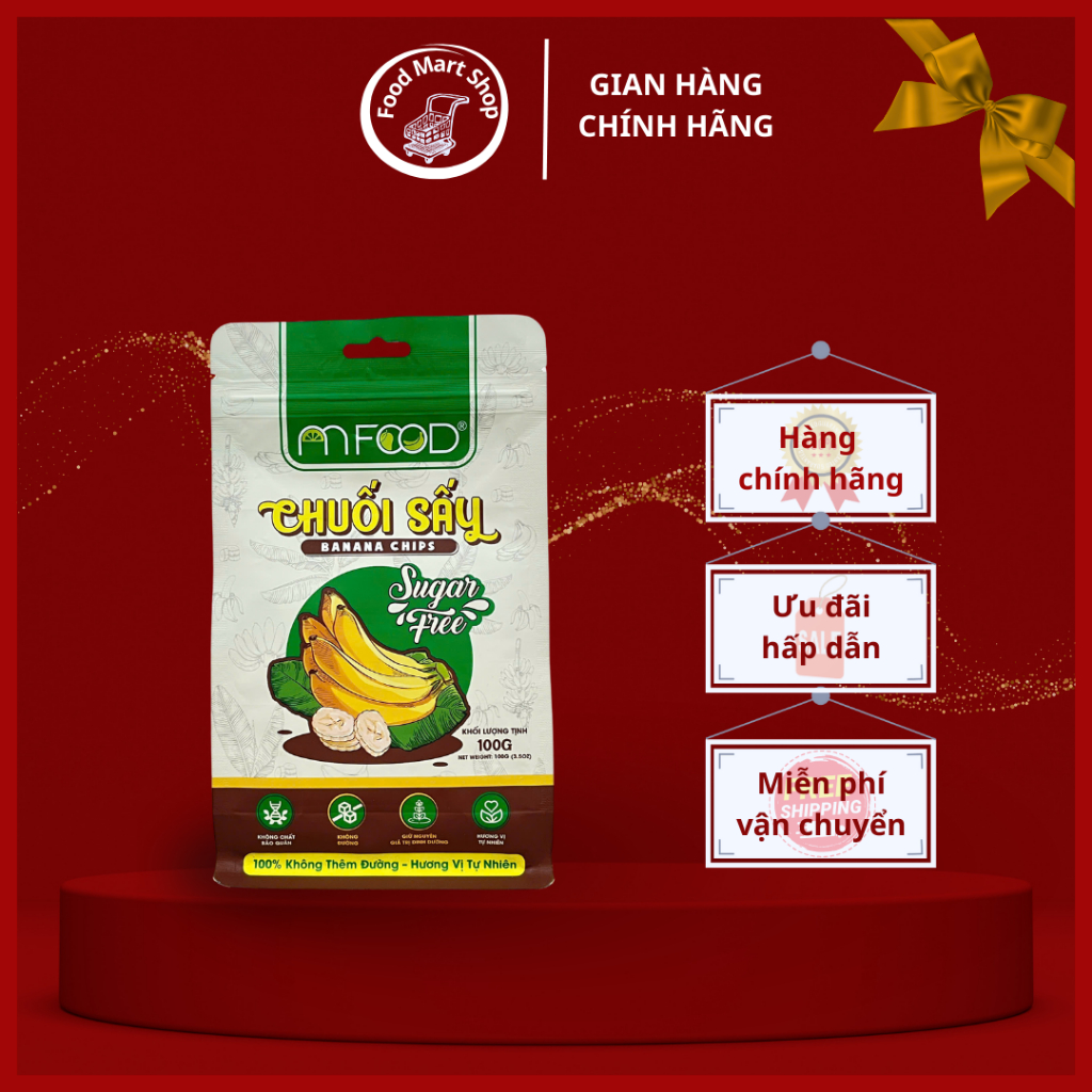 Chuối Sấy Anfood giòn xốp không đường (100g)