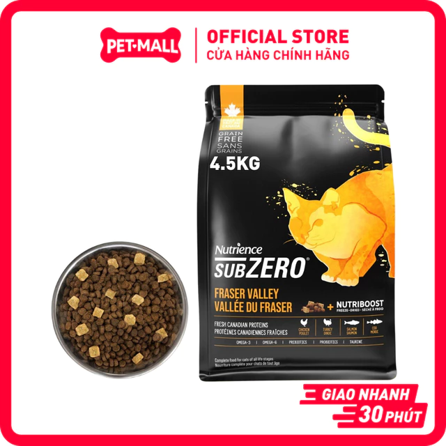 4.5KG - Thức ăn mèo Nutrience SubZero Grain-Free Fraser Valley - Gà Tây, Cá Hồi, Rau Củ Petmall