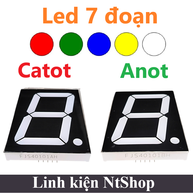 Led 7 đoạn 4 in Anot / Catot màu Đỏ / Vàng / Xanh lá / Xanh dương / Trắng Led 7 thanh ~90x122mm