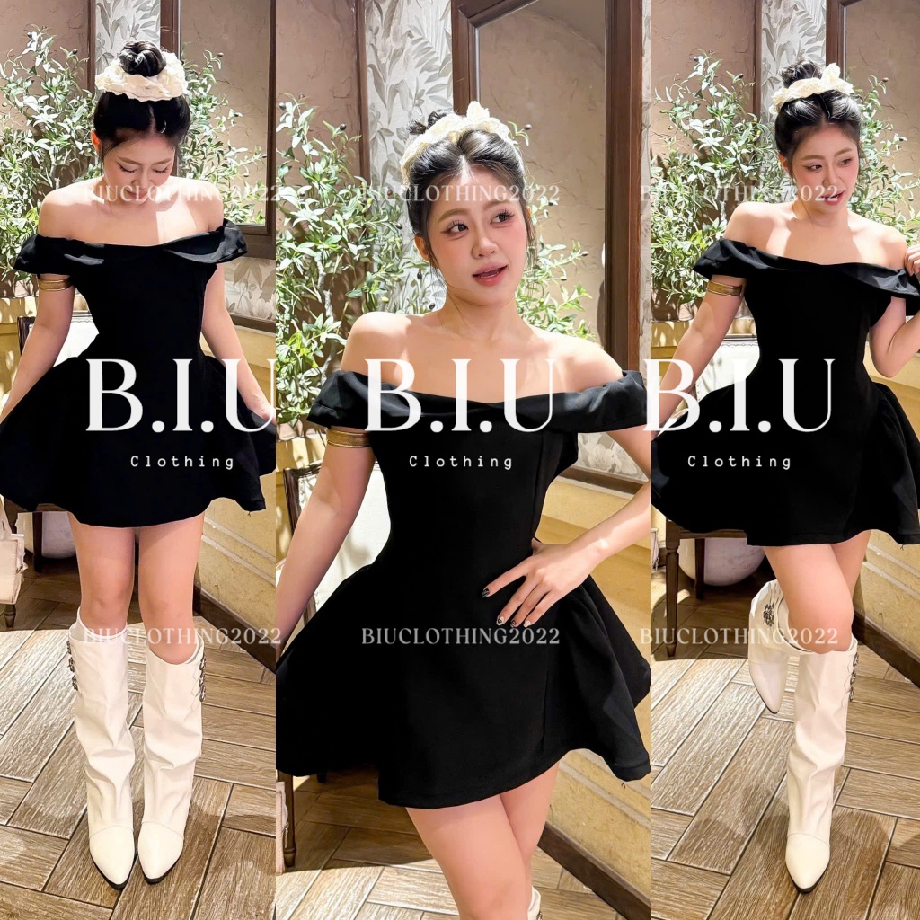 Đầm trễ vai chiết eo tà xòe sang chảnh tôn dáng Faw Dress Biu Clothing BB0542 | BigBuy360 - bigbuy360.vn