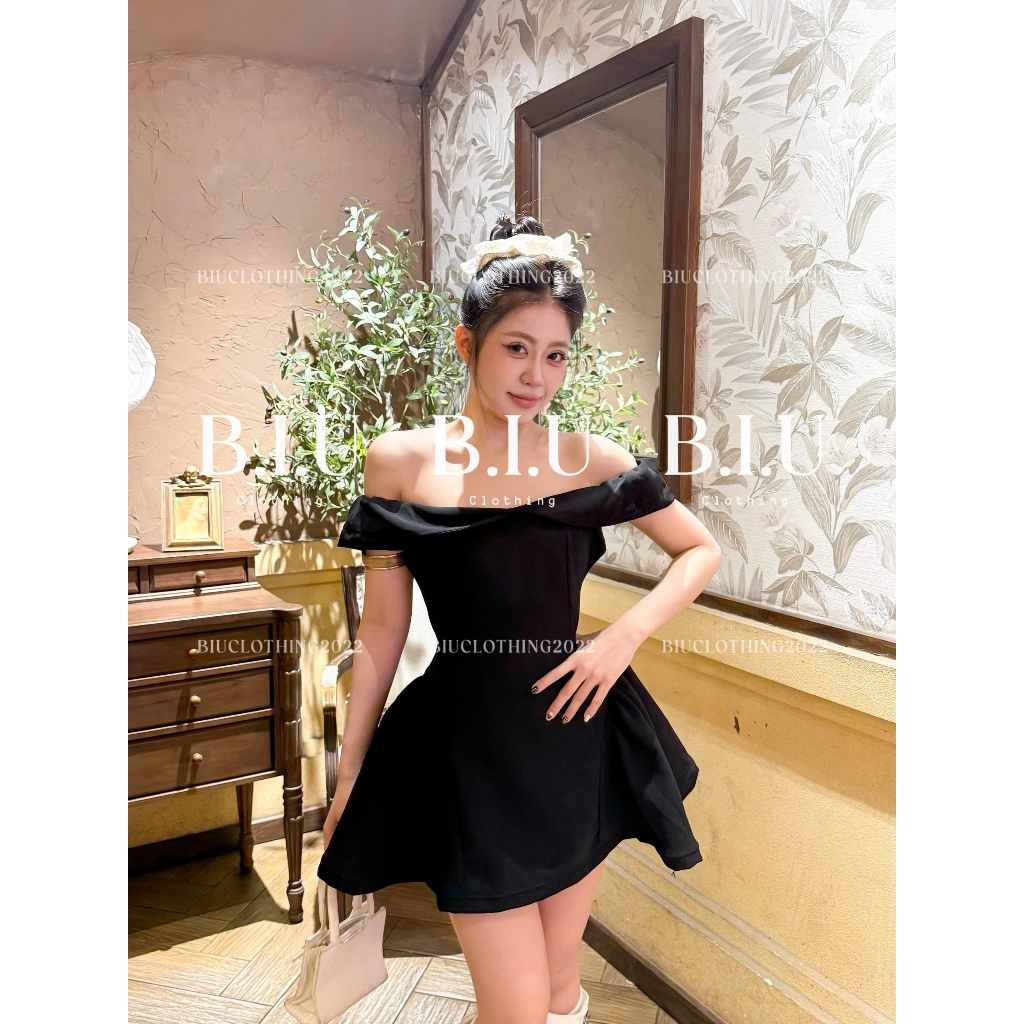 Đầm trễ vai chiết eo tà xòe sang chảnh tôn dáng Faw Dress Biu Clothing BB0542 | BigBuy360 - bigbuy360.vn