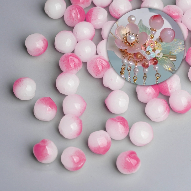 5 trái đào thủy tinh 12mm nguyên liệu làm trang sức cổ trang cosplay cổ phục NL0726