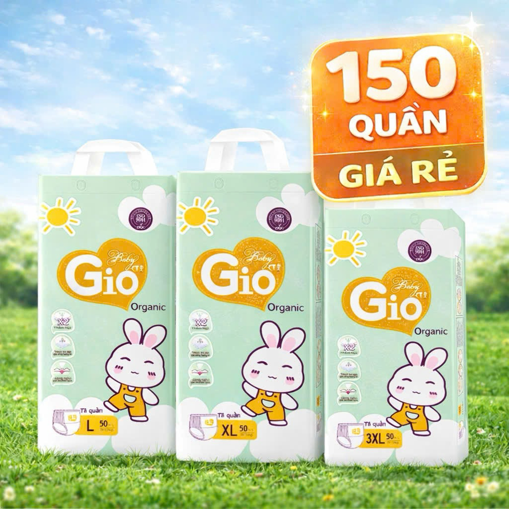 Bỉm Quần BabyGio 150 Miếng (3 Gói )