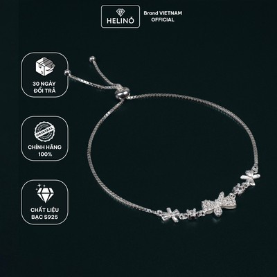Lắc Tay Bạc Nữ HELINO Dây Rút Nơ Đính Đá Bạc S925 – Quà Tặng Nữ V20